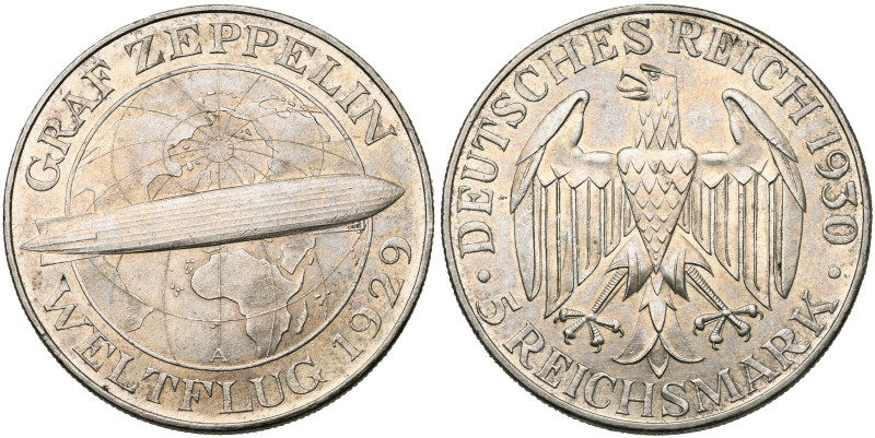 ALLEMAGNE, République de Weimar, (1919-1933), AR 5 Reichsmark, 1930 A. Vol du Ze...