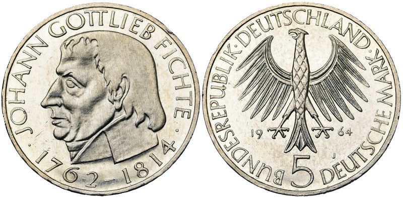 ALLEMAGNE, République fédérale, (1949-), AR 5 Mark, 1964 J. 150e anniversaire de...