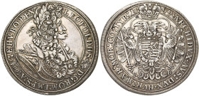 SAINT EMPIRE, Léopold Ier (1657-1705), AR Taler, 1699 KB, Kremnitz. Type hongrois. D/ B. l., dr. et cuir. à d. R/ Aigle impériale couronnée, l'écu de ...