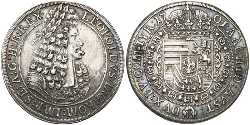 SAINT EMPIRE, Léopold Ier (1657-1705), AR Taler, 1701, Hall. D/ B. l. et cuir. à...
