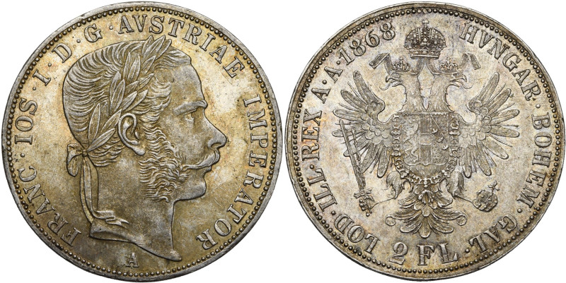 AUTRICHE, François Joseph Ier (1848-1916), AR 2 florins, 1868 A, Vienne. Jaeckel...