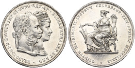 AUTRICHE, François Joseph Ier (1848-1916), AR double florin, 1879. Noces d'argent. Jaeckel 369; Her. 824; Dav. 31. Nettoyé.

Très Beau à Superbe / V...