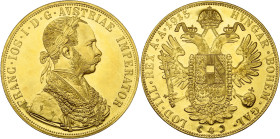 AUTRICHE, François Joseph Ier (1848-1916), AV 4 ducats, 1915. Refrappe. Fr. 488.

Flan poli / Proof