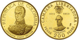 COLOMBIE, République (1819-), AV 200 pesos, 1969. Général Soublette. Fr. 125. 8,57 g. Titre 0,900.

Flan poli / Proof
