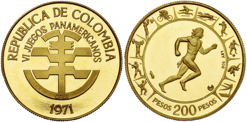COLOMBIE, République (1819-), AV 200 pesos, 1971. Jeux panaméricains. Fr. 130. 8...
