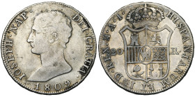 ESPAGNE, Joseph Napoléon (1808-1813), AR 20 reales, 1809 AI, Madrid. A.C. 36; Dav. 308.

Beau à Très Beau / Fine - Very Fine
