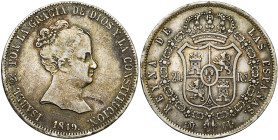 ESPAGNE, Isabelle II (1833-1868), AR 20 reales, 1849&CL, Madrid. A.C. 588.

presque Très Beau / about Very Fine