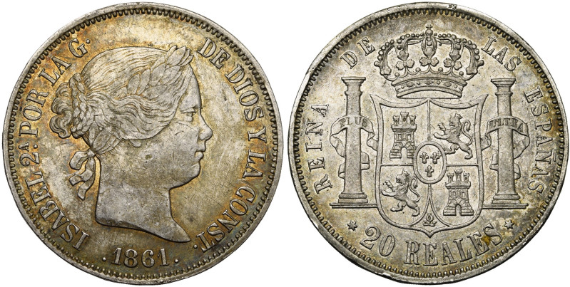 ESPAGNE, Isabelle II (1833-1868), AR 20 reales, 1861, Madrid. A.C. 619.

Très ...