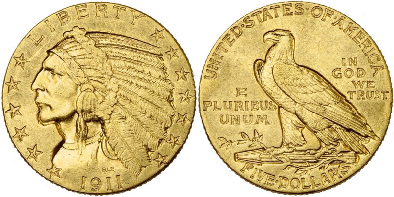 ETATS-UNIS, AV 5 dollars, 1911. Fr. 148. Petites griffes.

Très Beau à Superbe...