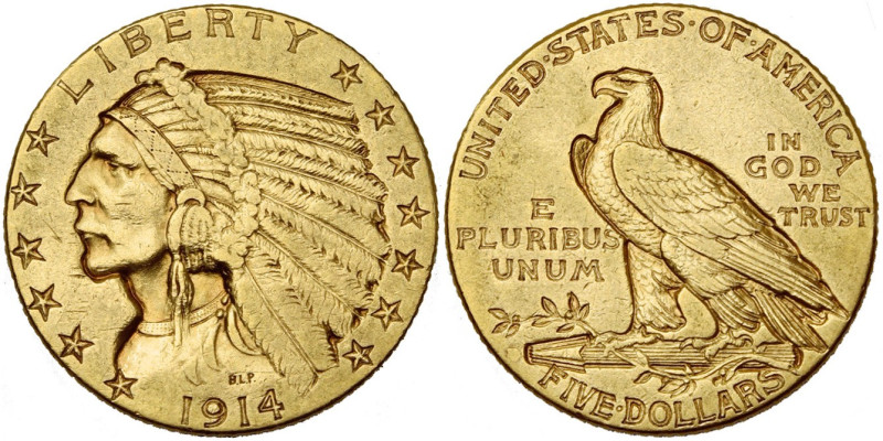 ETATS-UNIS, AV 5 dollars, 1914 D. Fr. 151.

Très Beau / Very Fine