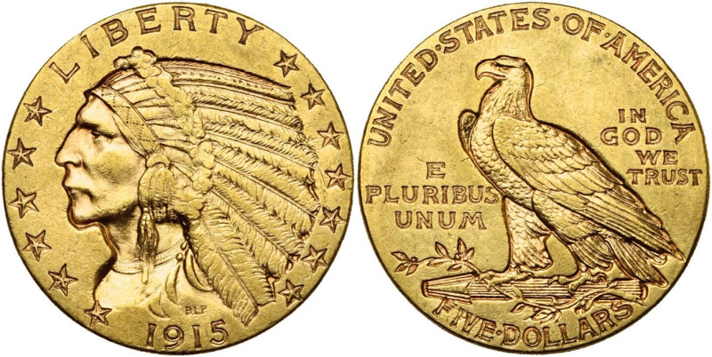 ETATS-UNIS, AV 5 dollars, 1915. Fr. 148.

Très Beau à Superbe / Very Fine - Ex...