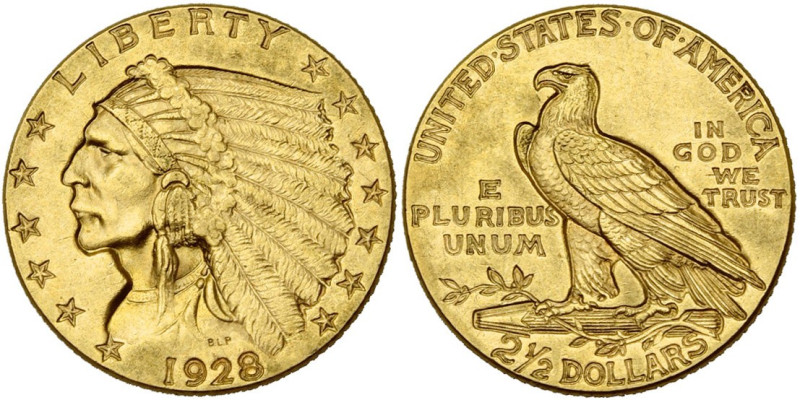 ETATS-UNIS, AV 2 1/2 dollars, 1928. Fr. 120.

Très Beau à Superbe / Very Fine ...