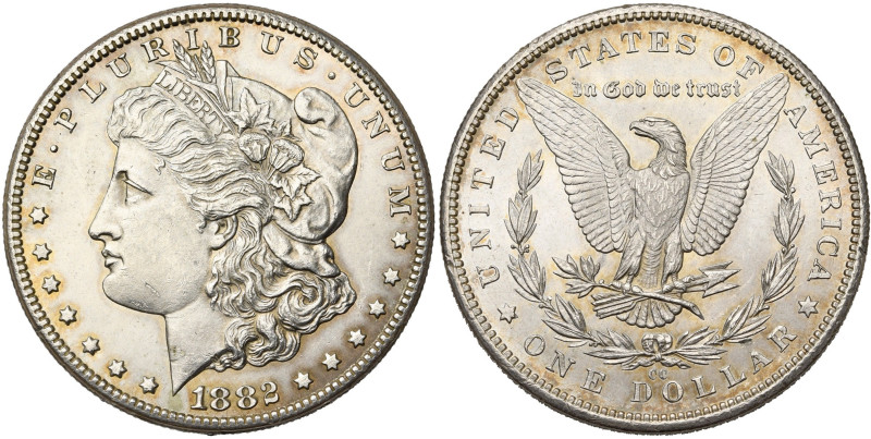 ETATS-UNIS, AR 1 dollar, 1882 CC, Carson City. Morgan. K.M. 110. Petits coups.
...