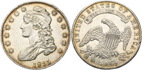 ETATS-UNIS, AR 50 cents, 1835. Capped bust. K.M. 37. Légèrement nettoyé.

Très Beau à Superbe / Very Fine - Extremely Fine
