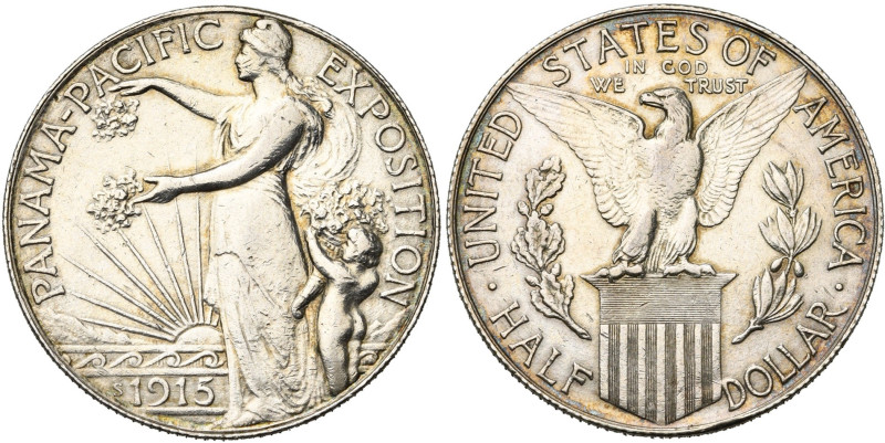 ETATS-UNIS, AR 1/2 dollars, 1915 S. Panama Pacific Exposition à San Francisco. K...