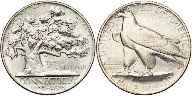 ETATS-UNIS, AR 1/2 dollar, 1935. Connecticut tercentenary. K.M. 169. Fine griffe...