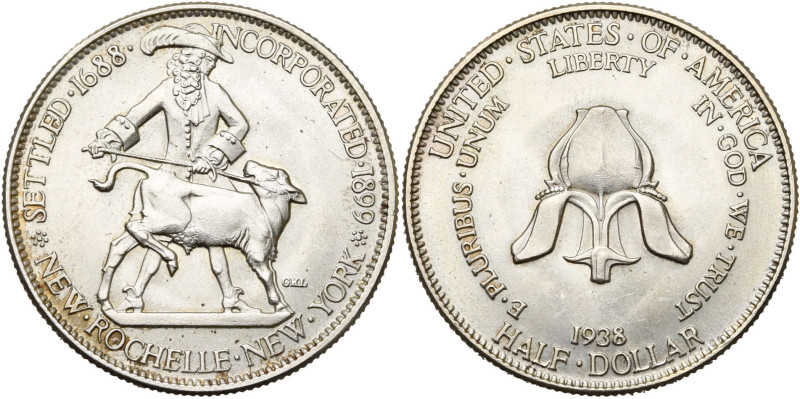 ETATS-UNIS, AR 1/2 dollar, 1938. New Rochelle, N.Y. K.M. 191.

Superbe à Fleur...