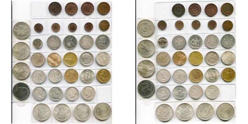 ETATS-UNIS, lot de 36 p., dont: 1 cent 1834, 1853, 1854, 1856, 1895, 1898, 1899,...