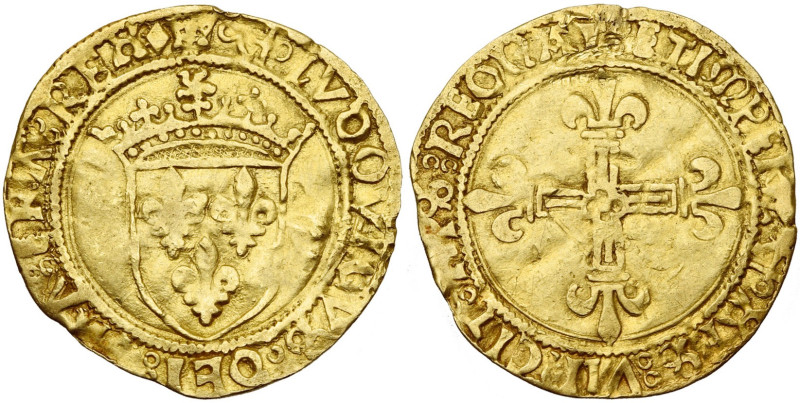 FRANCE, Royaume, Louis XII (1498-1515), AV écu d'or au soleil, s.d., ancre, Bayo...