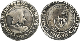 FRANCE, Royaume, François Ier (1515-1547), AR demi-teston, s.d., point 15e, Rouen. 3e type, avec couronnelles initiales. D/ B. à d., portant une couro...