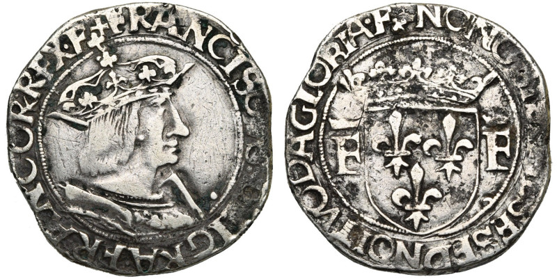 FRANCE, Royaume, François Ier (1515-1547), AR teston, s.d., point 12e, Lyon. 13e...