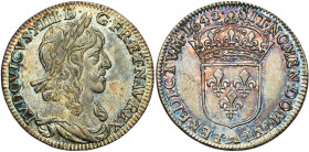 FRANCE, Royaume, Louis XIII (1610-1643), AR quart d'écu, 1642 A, Paris. Premier poinçon. Monnaie du Louvre. D/ B. l. et dr. à d. R/ Ecu de France cour...