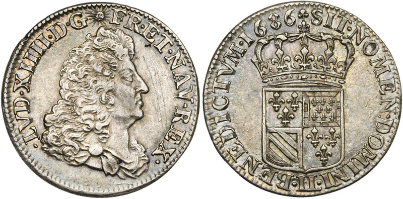 FRANCE, Royaume, Louis XIV (1643-1715), AR quart d'écu de Flandre, 1686 LL, Lill...