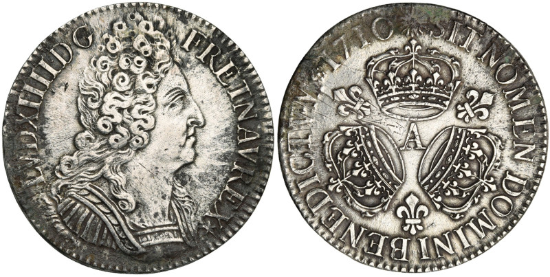 FRANCE, Royaume, Louis XIV (1643-1715), AR écu aux trois couronnes, 1710 A, Pari...