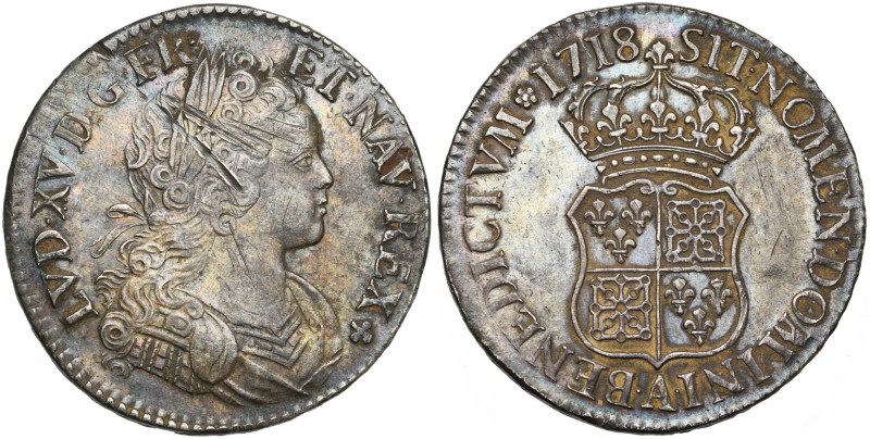 FRANCE, Royaume, Louis XV (1715-1774), AR écu de Navarre, 1718 A, Paris. D/ B. e...