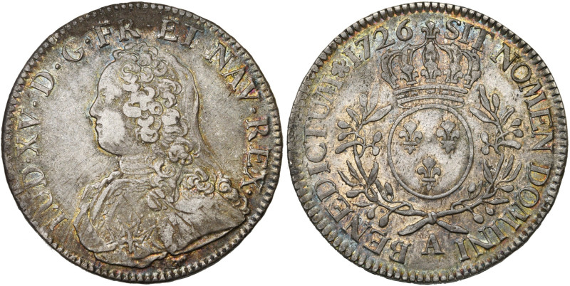 FRANCE, Royaume, Louis XV (1715-1774), AR écu aux rameaux d'olivier, 1726 A, Par...