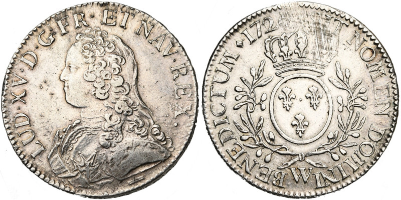 FRANCE, Royaume, Louis XV (1715-1774), AR écu aux rameaux d'olivier, 1726 W, Lil...