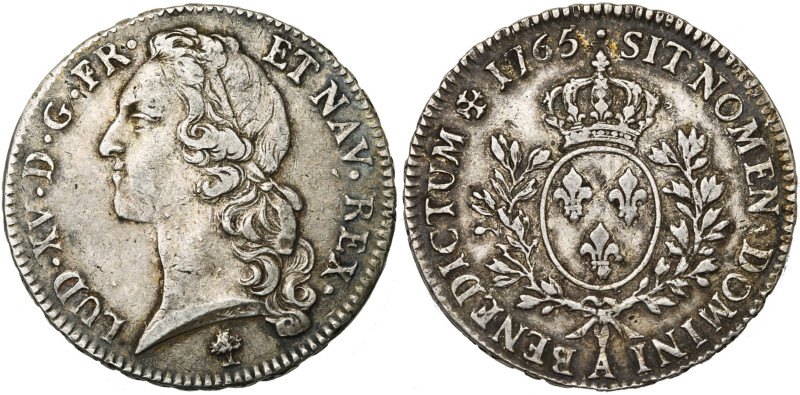 FRANCE, Royaume, Louis XV (1715-1774), AR écu au bandeau, 1765 A, Paris. D/ T. à...