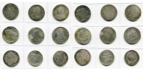 FRANCE, Royaume, lot de 9 p.: Louis XIV, écu aux trois couronnes, 1709, Paris (traces de soudure); Louis XV, écu aux rameaux d'olivier, 1728, Perpigna...