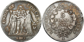 FRANCE, Consulat (1799-1804), AR 5 francs, an 11 A, Paris. Union et Force. Gad. 563a.

presque Très Beau / about Very Fine