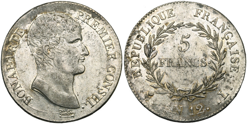FRANCE, Consulat (1799-1804), AR 5 francs, an 12 L, Bayonne. Gad. 577. Fines gri...