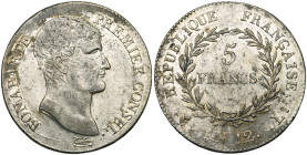 FRANCE, Consulat (1799-1804), AR 5 francs, an 12 L, Bayonne. Gad. 577. Fines griffes et léger dépôt périphérique, non nettoyé. Bel exemplaire avec bri...