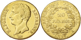 FRANCE, Napoléon Ier (1804-1814), AV 20 francs, an 12 A, Paris. Gad. 1021; Fr. 487.

Beau à Très Beau / Fine - Very Fine