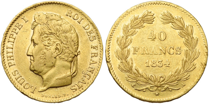 FRANCE, Louis-Philippe (1830-1848), AV 40 francs, 1834 A, Paris. Gad. 1106; Fr. ...