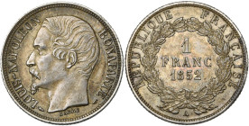 FRANCE, Deuxième République (1848-1852), AR 1 franc, 1852 A, Paris. Louis-Napoléon Bonaparte. Gad. 458.

Très Beau à Superbe / Very Fine - Extremely...