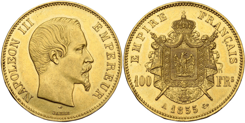 FRANCE, Napoléon III (1852-1870), AV 100 francs, 1855 A, Paris. Gad. 1135; Fr. 5...