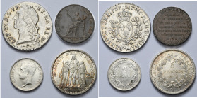 FRANCE, lot de 4 p.: Louis XV, écu du Béarn au bandeau, 1757, Pau; Constitution, 2 sols à la statue de la Liberté, 1791 (Monneron, coups sur la tranch...