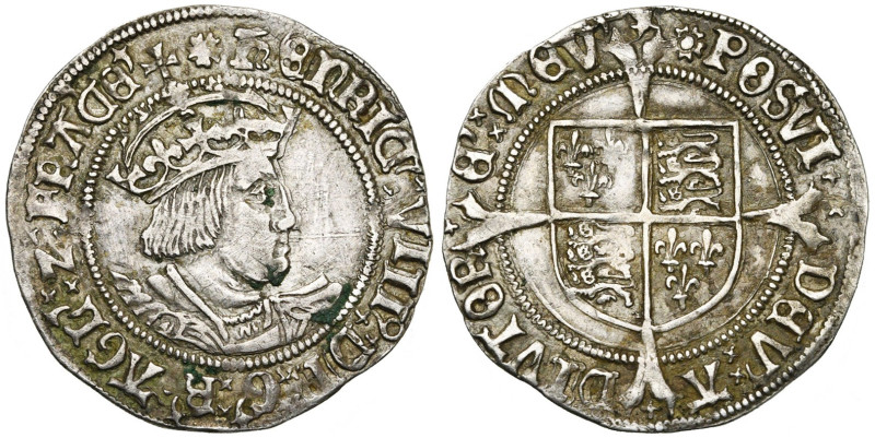 GRANDE-BRETAGNE, Henri VIII (1509-1547), AR groat, 1526-1544, Londres. 2e monnay...