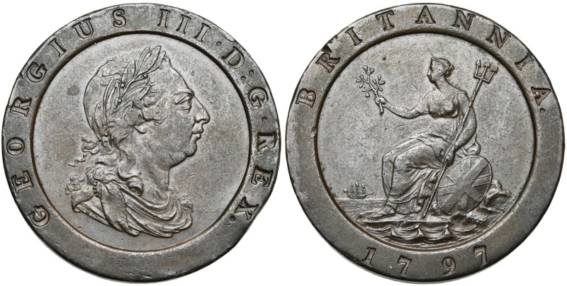 GRANDE-BRETAGNE, Georges III (1760-1820), Cu 2 pence, 1797. Cartwheel. D/ B. l.,...