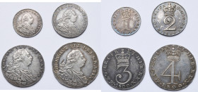 GRANDE-BRETAGNE, Georges III (1760-1820), maundy set (4 p.: 1, 2, 3 et 4 pence), 1800. S. 3764.

Très Beau à Superbe / Very Fine - Extremely Fine