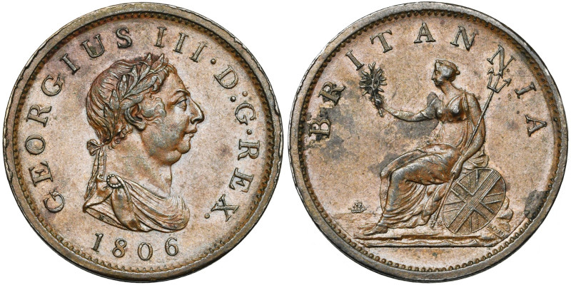 GRANDE-BRETAGNE, Georges III (1760-1820), Cu penny, 1806. 4e émission. S. 3780. ...