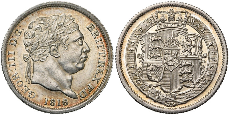 GRANDE-BRETAGNE, Georges III (1760-1820), AR shilling, 1816. S. 3790.

Fleur d...