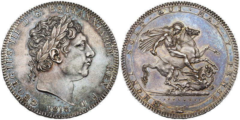 GRANDE-BRETAGNE, Georges III (1760-1820), AR couronne, 1818. Tranche LIX. S. 378...