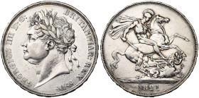 GRANDE-BRETAGNE, Georges IV (1820-1830), AR couronne, 1821. Tranche SECUNDO. S. 3805; Dav. 104. Griffes. Nettoyée.

presque Très Beau / about Very F...