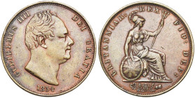 GRANDE-BRETAGNE, Guillaume IV (1830-1837), AR halfpenny, 1834. S. 3847.

Très Beau à Superbe / Very Fine - Extremely Fine