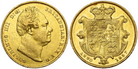 GRANDE-BRETAGNE, Guillaume IV (1830-1837), AV souverain, 1837. S. 3829B; Fr. 383.

Très Beau / Very Fine